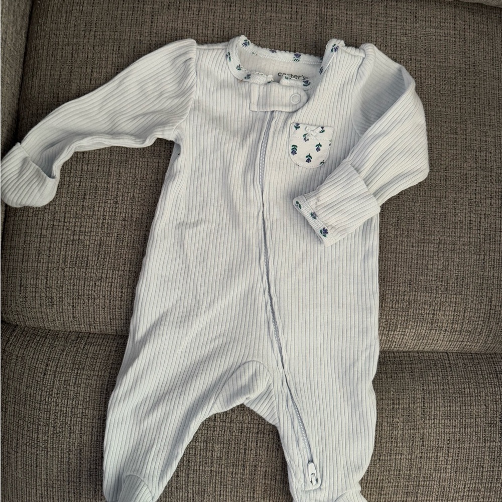 Carter's White Striped Baby Footie